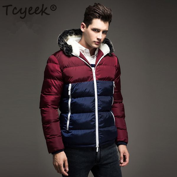 

tcyeek winter jacket men clothes 2019 fashion thick warm man parka streetwear coat + fur hooded casual abrigo hombre hiver 7792, Tan;black