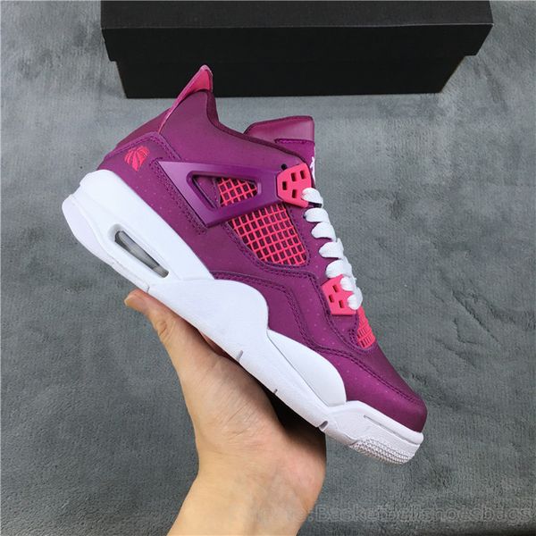 

designer luxury j4 4s basketball shoes new purple valentine's day women sports shoes sneaker for women with box and socks