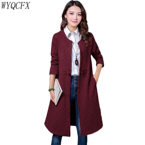 

осень зима корейский ветровка женщины 2019 мода повседневная длинное пальто кардиган кнопка полный рукав свободный плащ плюс размер 2xl w213, Tan;black