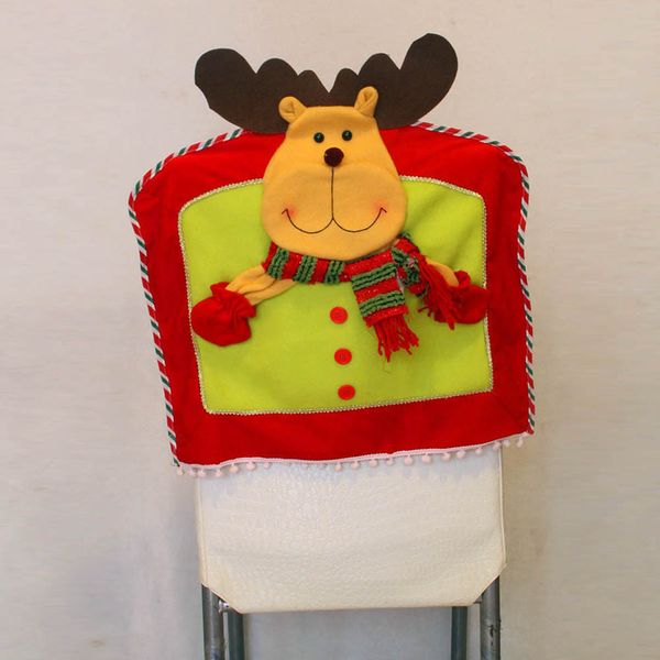 

100% brand new 1pc chair covers non-woven lovely cartoon elk christmas decorations snowflake chair covers cushion home decor