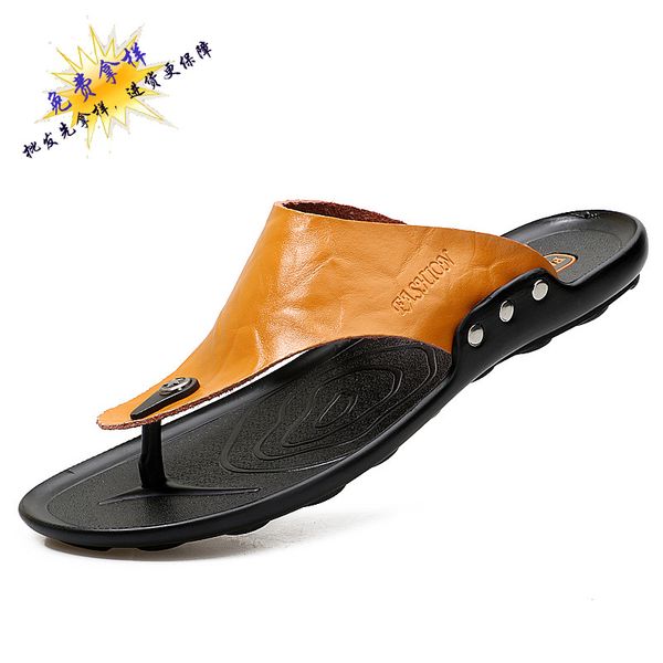 

foreign trade selling 2018 new style summer flip-flops inflooring tuo england casual men's sandals anti-slip sandals 235, Black