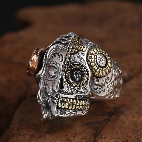 

Уникальная сторона личности Ангел и Дьявол кольцо мода панк череп кольцо стерлин