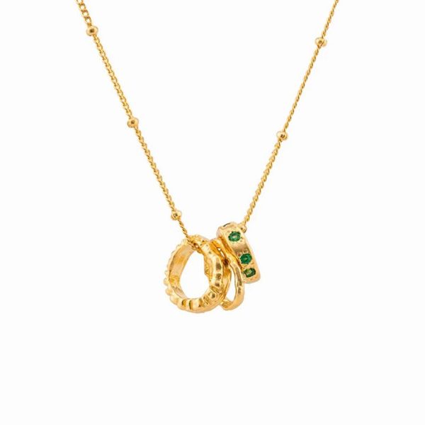 

vintage three rings circle pendant necklace gold jewelry fashion casual personality women gifts, Silver