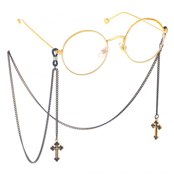 

rope hanging neck simple black cross pendant chain sun sunglasses matching glasses chain, Blue