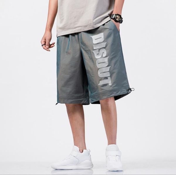 

summer casual fashion breathable mens pants youth letter print mens shorts loose knee length male designer short pants, White;black