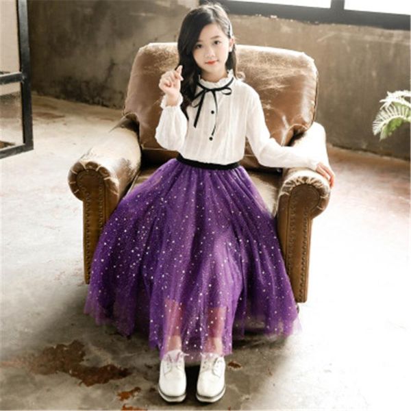 

teenage girls clothing sets spring 2020 kids outfit for girls fashion white blouse+pleated long skirt 2pcs suit children clothes