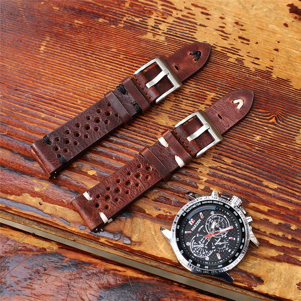 

2020 luxury new crazy horse leather first layer color-changing cowhide strap 18/20/22 / 24mm four sizes factory direct supply breathable lea, Black;brown