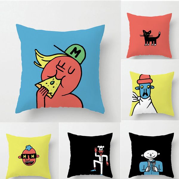 

custom solid color cute expression cartoon pillow covers 7 style options white short plush fabric super soft no fading pillowcase r3578