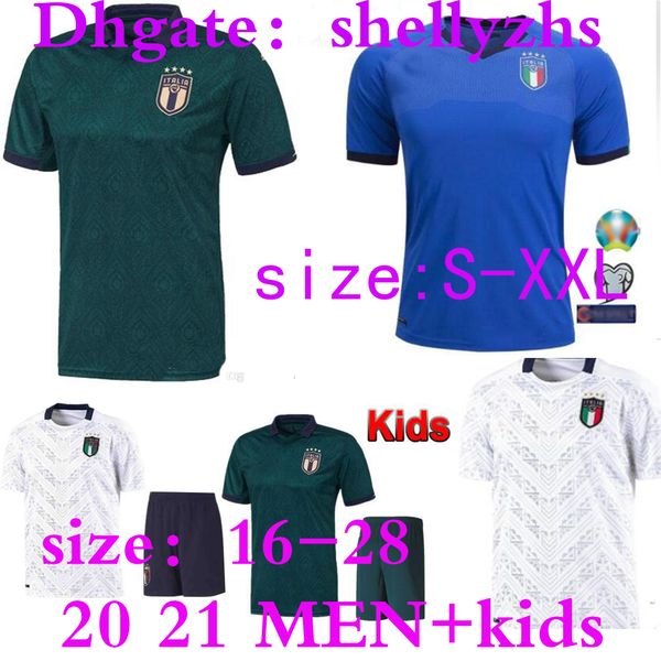 

s-4xl men+ kids+player version 2020 italy soccer insigne renaissance home football shirt 20 21 chiellini bernardeschi third green uniforms, Black