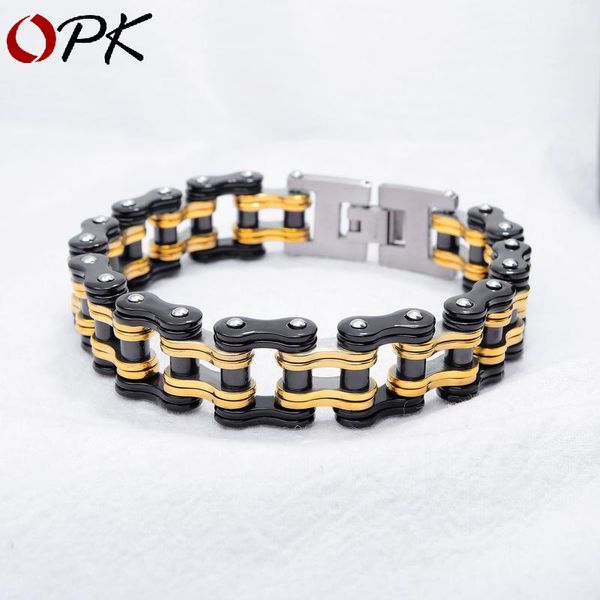 

opk european and american bicycle bracelet titanium steel personality men's fashion bracelet accessories, Black