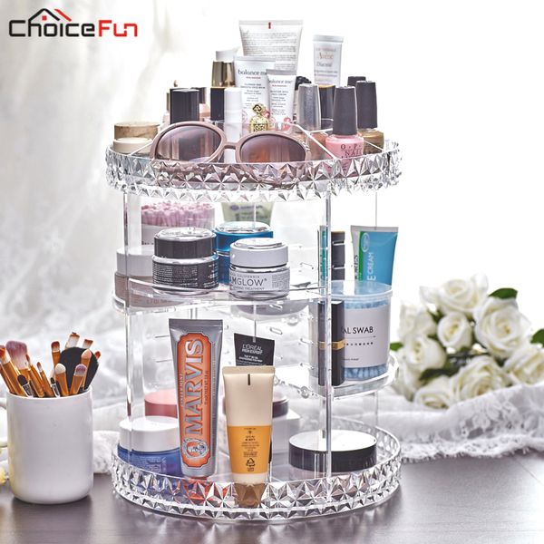 

choice fun rotating clear make up makeup holder organizador de maquillaje acrylic bath bathroom makeup organizer for cosmetics