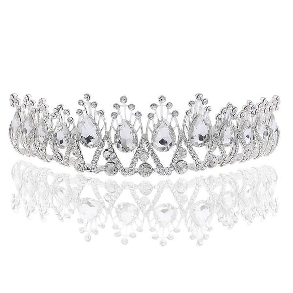 

wedding party 16x5cm tiaras beaded flower leaf headwear of bride crown diamond headwear for bride acting initiation graduation rs-110, White;golden