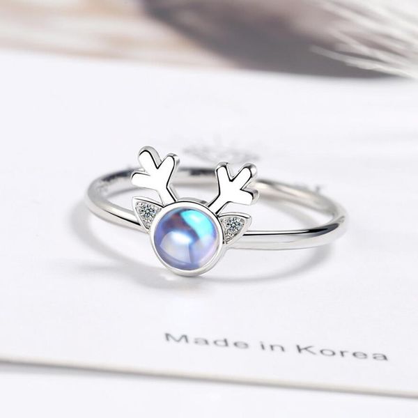 

2020 симпатичные 925 стерлингового серебра кольцо для женщин рождественские украшения кристалл олень золотые кольца женщины день святого вал, Golden;silver