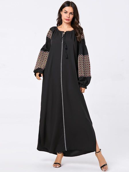 

mc209116 large size women's black embroidery split belt arabian long thobe dubai islamische kleidung african abaya dress, Red