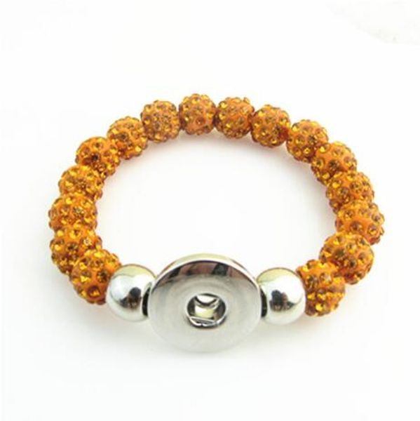 

orange rhinestone beads snap button bracelets & bangles handmade elastic 18mm snap button bracelet jewelry for woman 10pcs/lot, Golden;silver