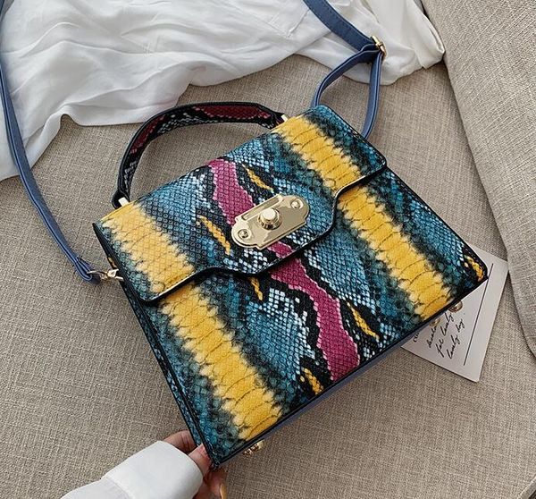 

дизайнерские женщины серпантин crossbody роскошные леди старинные сумки мода квадратный замок контрастный цвет сумки/8