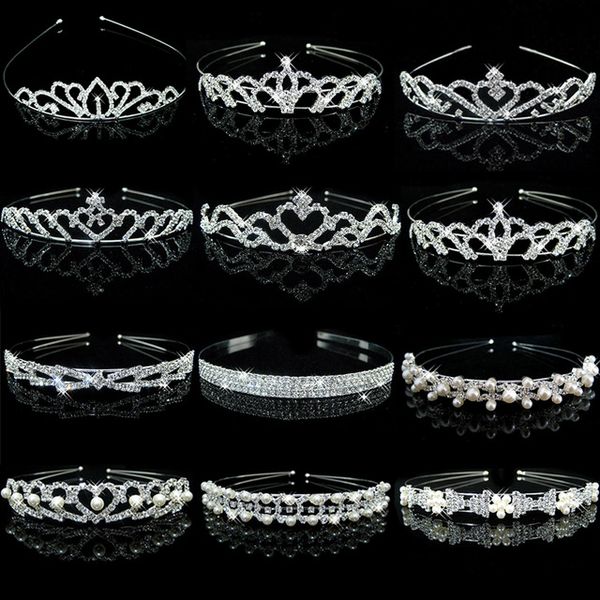 

new girls princess crystal tiaras and crowns headband kid girls love bridal prom crown wedding party accessiories hair jewelry, Slivery;white