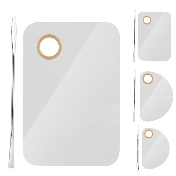 

acrylic makeup mixing palette nail art makeup set tool polish gel lipstick foundation eyeshadow mixing palette with spatula, White