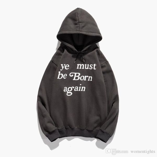 

mens конструктора толстовка рэпер сыпучая мода отвязывает must be born again печать мужских толстовки повседневного самцы одежда, Black