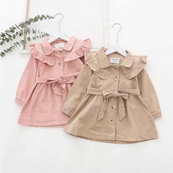 

baby girls dress with jacket 2020 spring new children's girls cute solid trench coat toddler casual windbreaker princess coats, Blue;gray