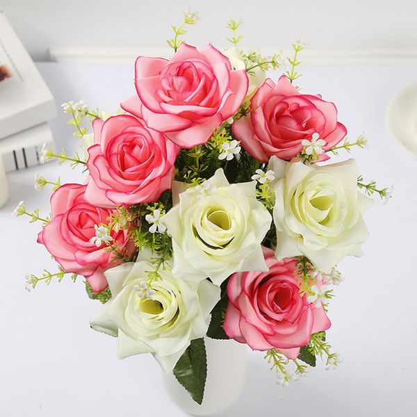 

table garden silk rose wedding decoration home 12 head crimping anniversary office deskcrafts artificial flowers simulation