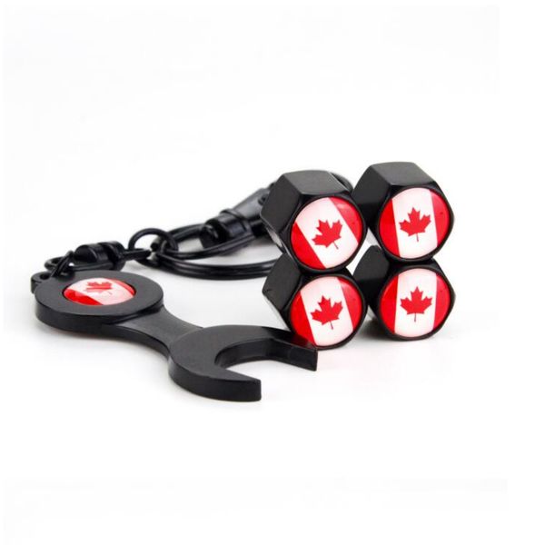 

4pcs car-styling canada flag wheel valve caps 1pc wrench for mondeo 4 focus 2 3 c-max s-max ranger kuga transit