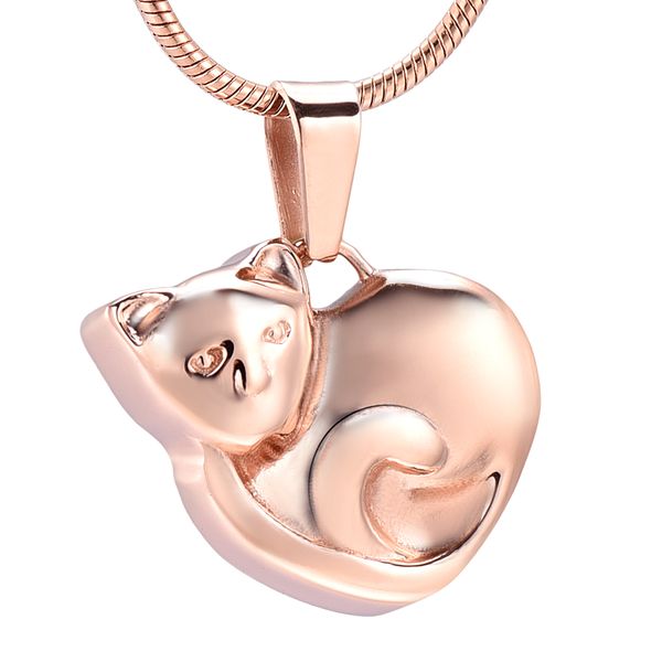 

lkj10074 pink gold pet cremation necklace with screw animal cat ashes holder keepsake jewelry stainless steel material, Silver