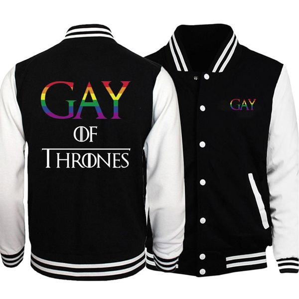 

funny gay of thrones gay black white baseball jacket men autumn plus size hip hop sportswear men outwear coat casual sportswear, Black;brown