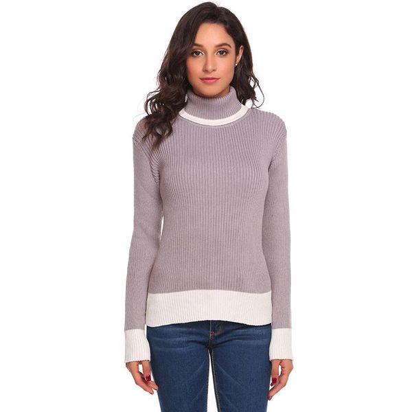 

owlprincess 2019 women's new ms long sleeve turtleneck sweater sweater, White;black