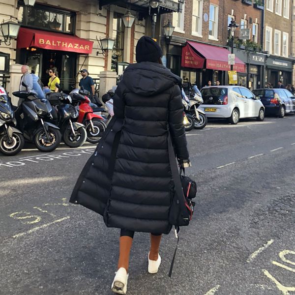 

off seasdown jacket women's 2019 new style winter dongdaemun mid-length long over-the-knee slim fit thick coat fashion, Black;white