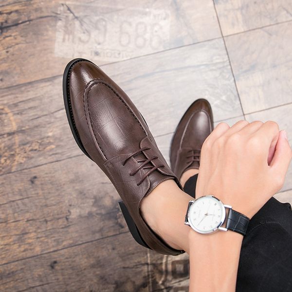 

england casual leather shoes men's korean-style pointed-toe business formal wear men's shoes trend shoe men versatile hair styli, Black