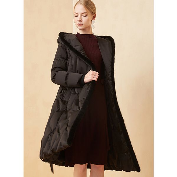 

2019 elegant new women coat winter down jacket plus size loose length overcoat womens thick warm jacket female down q59, Black