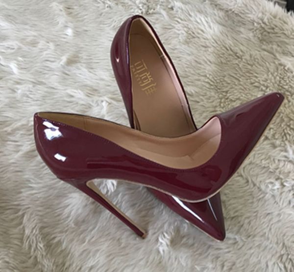 

wine red high heel shoes pointed shoes shallow mouth single 10cm 12cm ladies banquet, Black