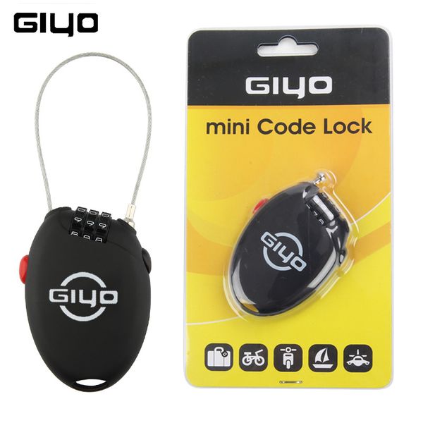 

giyo multi function mini cable bicycle lock 3 digit password bike lock cycling helmet anti theft code padlock for bike