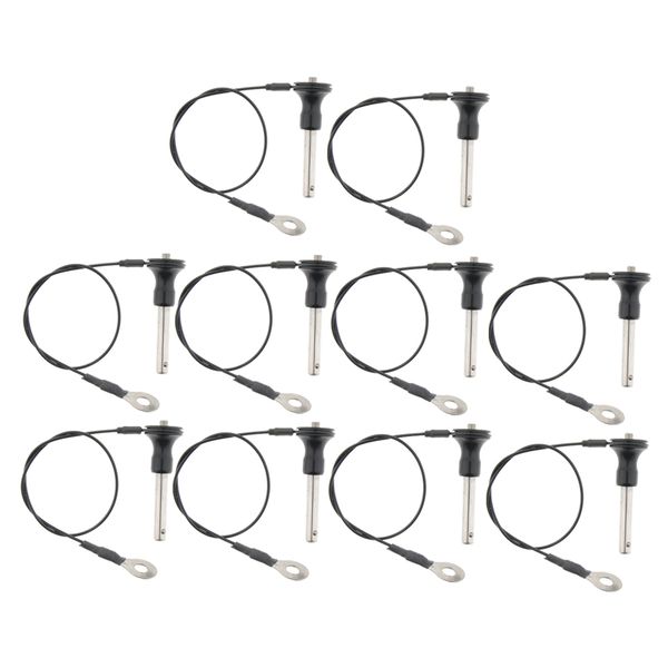 

10 pcs stainless steel ball lock quick release pins push button, round head pins, long-lasting, dia 8mm, length 35mm
