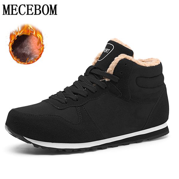 

men snow boots suede large size 47 keep warm ankle boots thicken plush snow high thick bottom non-slip men shoes, Black