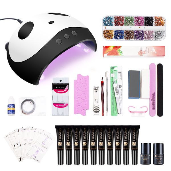 

36w nail set for manicure uv led lamp with 10pcs nail gel polish soak off products lasting gel kit for art tools