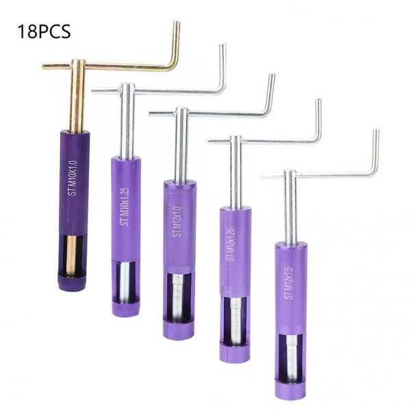 

m10/12 18pcs stainless steel wire screw sleeve thread repair insert kit tool set