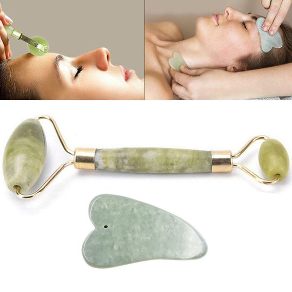 

facial massage jade roller face neck natural stone health care body jade gua sha board beauty tool set