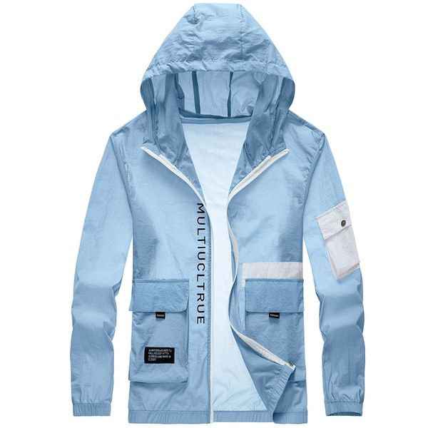 

wbddt quick dry trench coat men waterproof skin sunscreen windbreakers summer outwear jacket hoodie streetwear dropship, Tan;black