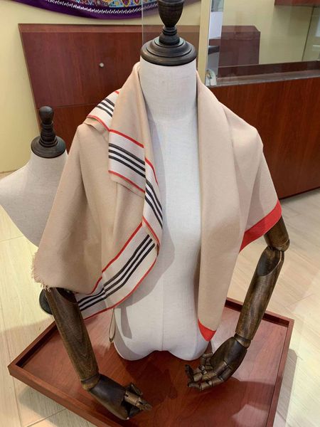 

classic brand monogrammed embroidery silk cashmere scarf men's women's autumn winter scarf pure color with striped shawl scarf 70*, Blue;gray