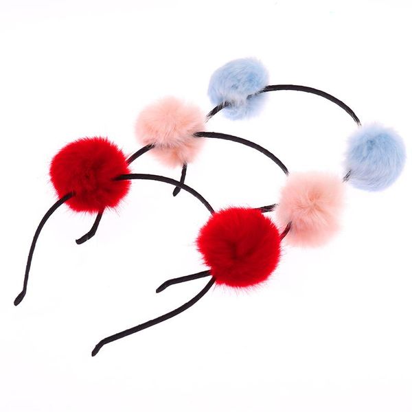 

3pcs fuzzy ball cat ear headband lovely headband hoop headwear accessory for kids children, Brown