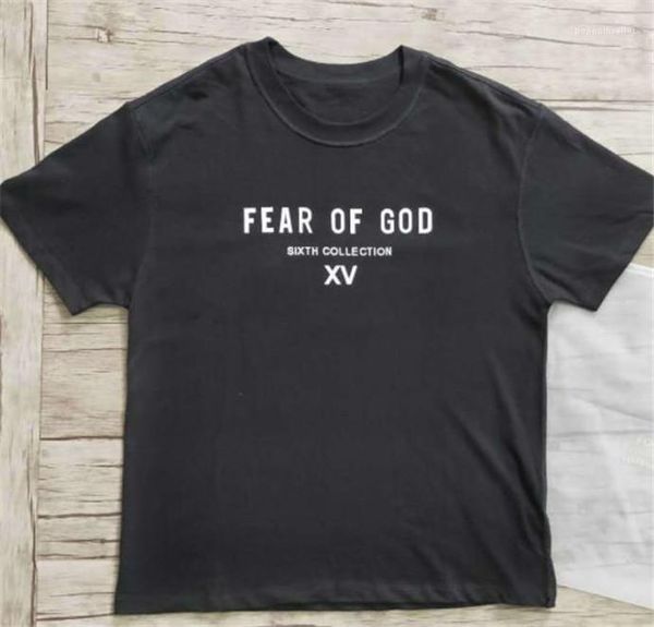 

sleeve male fog sixth collection black mens tshirts designer round neck luxury fear of god tees short, White;black