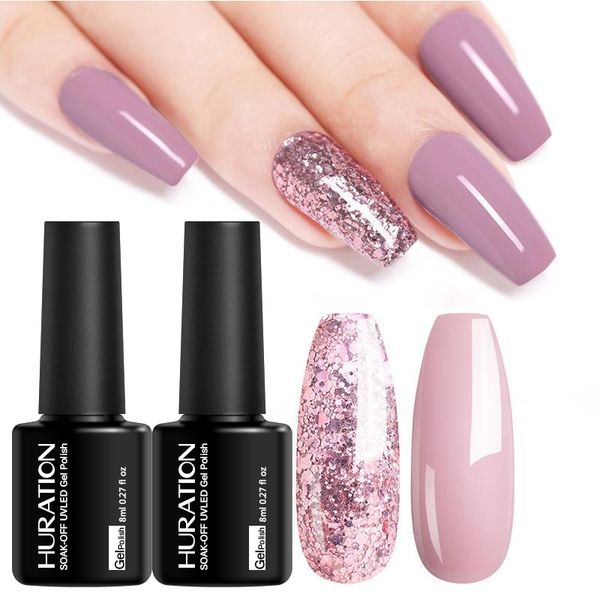 

huration gel nude uv gel nail polish led varnish soak off colors for manicure nail art semi-permanent varnish polish, Red;pink