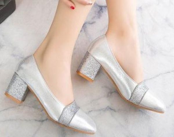 

women's shoes in spring and autumn middle coarse heel pointed end @82, Black