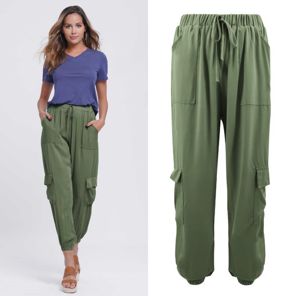 

2019 spring lace up waist casual women pants solid pencil pants multi-pockets plus size fit trousers, Black;white