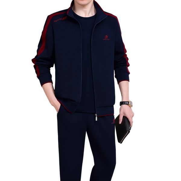 

новая мода спортивные костюмы для мужчин 6887 полный молния спортивные куртки с длинным рукавом футболка и бегунов брюки 3 шт. тренировки сп, Gray