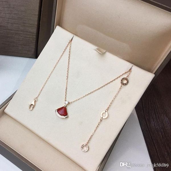 

fashion clover fan shaped black agate diamond gold necklace pendant woman fashion brand designer jewelry for women, Silver