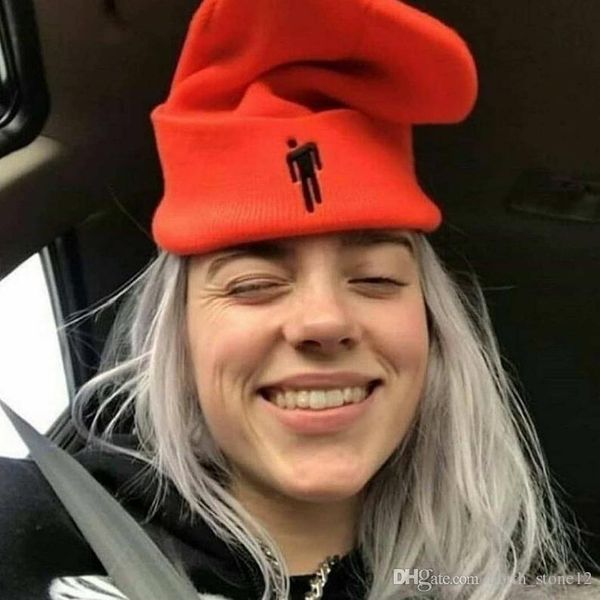 

fashion-billie eilish beanie 5 colours knitted winter hat solid hip-hop skullies knit costume accessory gifts warm winter, Blue;gray