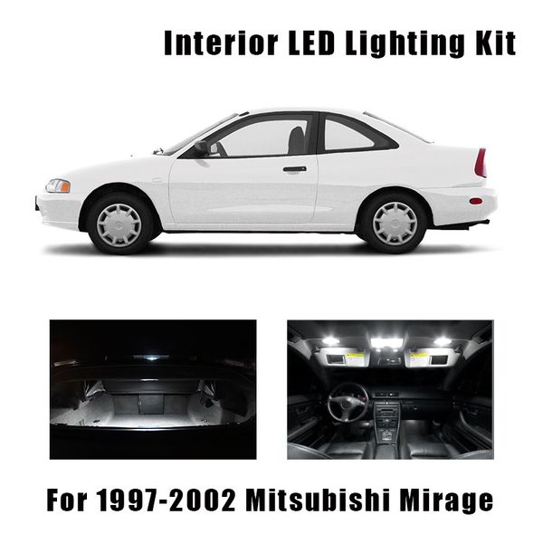 

10pcs white led bulbs interior map dome light kit for 1997-2000 2001 2002 mitsubishi mirage trunk cargo license plate lamp